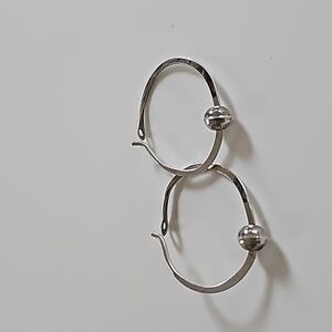 Vintage Mid Century Sterling Silver Ball Hoop Earrings